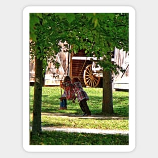 Farms - Two Sisters Playing on Swing Sticker